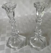 Set of 2 LENOX Clear Glass 8" Single Light Taper Candlestick ...