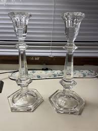 VTG PAIR CRYSTAL CANDLE STICKS ELEGANT ROMANTIC HOLLYWOOD ...