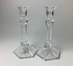 1970s Val St. Lambert Hollywood Regency Crystal Candlesticks ...
