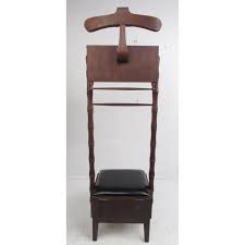 Vintage Walnut and Vinyl Valet Chair | Chairish