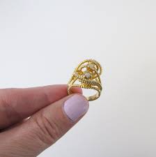 Vintage Gold Cocktail Ring - 1970s Costume Jewelry Size 6.25 - Etsy Canada