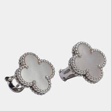 Van Cleef & Arpels Vintage Alhambra 18K White Gold Mother of Pearl Earrings Van Cleef & Arpels | TLC US