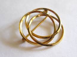 Circle Pin Brooch 3-D Gold Filled Layered Modernist Vintage ...