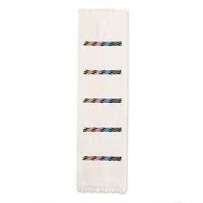 Woven Colorful Cotton Table Runner in an Alabaster Base Hue ...