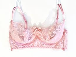 Pink Lace Bra, Pink Silk and Black Chantilly Lace Lingerie ...