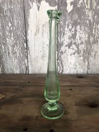 Vintage Vaseline Glass Bud Vase Green Depression Handblown ...