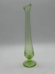 Vintage Green Uranium Glass Swung Bud Vase 9.25" | eBay