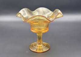 Compota con patas Ámbar L G Wright Vidrio Fresa y actual Fabricado en los EE. UU. Década de 1960 - Etsy España