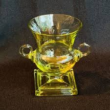 Duncan Miller Glass Art Deco Grecian Urn Bud Vase or Cigarette Holder in Chartreuse Green - Etsy