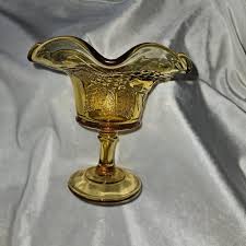 Tiara Amber Compote With Fruit Grapes Strawberries, Ruffled Edge, Mid Century - Etsy