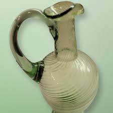 Swirled Ribbed Hand Blown 19th century Green Glass Decanter ...