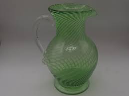 Green/white Spiral Blown Glass Pitcher W/applied Handle - Etsy