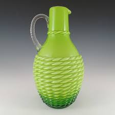 Stelvia Empoli Green Cased Glass 'basket Weave' Vase / Jug ...