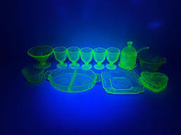 Sold at Auction: Group of 12 Vintage Uranium Glass Dishes