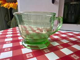Vintage Vaseline Glass Measuring Cup: Green Uranium Glass, 2 ...