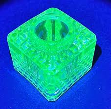 Antique Victorian Inkwell Pressed Mold Glass Cast Metal Lid Glows | eBay