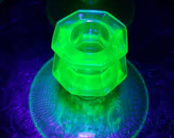 Vintage Fostoria Uranium Glass Candle Stick Holders - Fairfax Pattern - Depression Glass, 1930s Decor, Vintage Candle Holders - Etsy