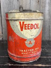 Vintage 5 Gal Veedol Tractor Motor Oil Can W/ Handle & Spout ...