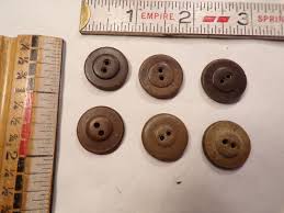 Lot of 6 Antique unusual Buttons 2 hole black bronze brown ...