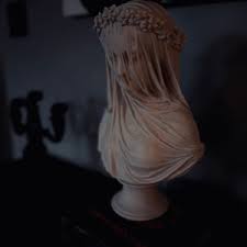 Veiled Lady Bust Sculpture - Female Antique Art Statue in ...