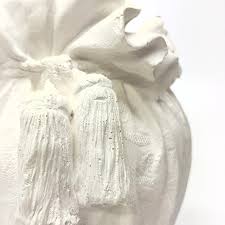 1980's Plaster White Tassel Floor Vase | Chairish