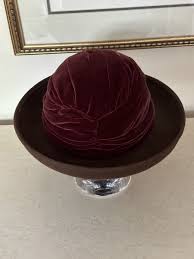 Vintage KOKIN New York 100% Wool and Velvet Brown Hat ...