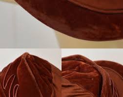 1920s Rust Velvet Soutache Embroidered Flapper Cloche Hat ...