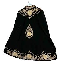 XL VTG Tan-Chho Black Velvet Jacket Coat Gold White Beaded ...