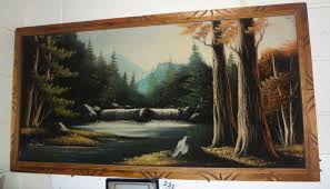 Vintage Black Velvet Painting, Landscape Waterfall Signed by ...