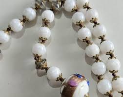 Vintage Venetian Murano Wedding Cake Glass Bead White ...