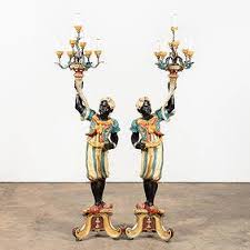 Pair Of Italian Blackamoor Seven Light Torchieres