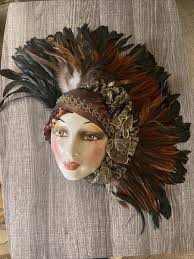 Vintage Clay Art Exquisite Roaring 1920s Woman Face Wall Hanging Ceramic Mask | eBay