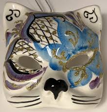 Hand Painted Ceramic Cat Mask Masquerade Mardi Gras Made in ...