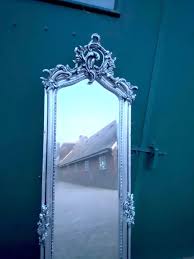 1980 Baroque Silver Leaf Full-Length Floor Mirror | Chairish