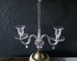 Antique Blown Glass and Brass Two-arm Candelabra With Marble ...