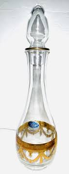 CRISTALLERIE ITALIANE 24K Gold Clear Decanter Flask Bottle ...