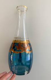 Vintage Turquoise Venetian Glass Decanter: Florentine Gold ...