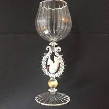 Contemporary Boro Swan Wine Glass W/golden Opal Egg 9.6" X ...