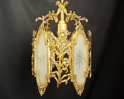 Antique Ceiling Light Pendant Lamp Vintage French Solid Brass Glass Art Nouveau Chandelier Ligting Lamp - Etsy