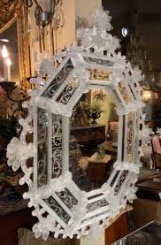 Large Venetian Wall Mirror with Ornate Etchings and Floral Decorations For Sale at 1stDibs