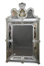 Sold at Auction: Venetian Mirror, Etched Design with Crystal Flower Details, 45"hx 26"w