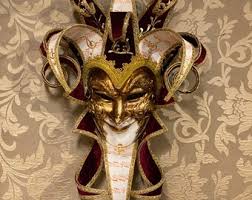 Venetian Mask Red Music Joker, Handmade in Papier-mâché, Masquerade Ball - Etsy Israel