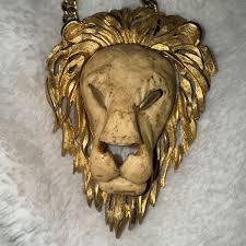 Vintage 1970's Luca Razza Large Oversized Lion Head Pendant ...