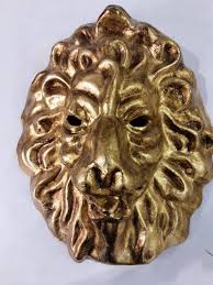 Venetian Lion Mask in Papier-mache Large Size in Gold Leaf ...