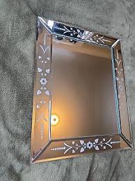 Antique Mirrored 20in x 16in Etched Framed Mirror Art Deco ...
