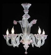 Original Murano Chandelier With 5 Lights Transparent And Pink Coll. BGA 590/5A | eBay