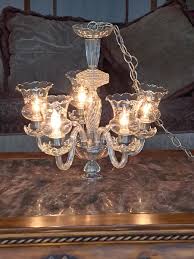 Chandelier 5 Glass Arm Vintage Candle Stick 1950's Ornate ...