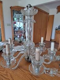 Chandelier 6 Glass Arm Vintage Candle Stick 1950's Ornate ...