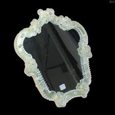Flowers crystal and gold 24 kt - Venetian Table Mirror - original murano glass omg