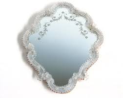 Italian Venetian Murano Glass Mirror Engraved Hand-crafted Hand-blown Flowers Mid-century 1950s - Etsy UK